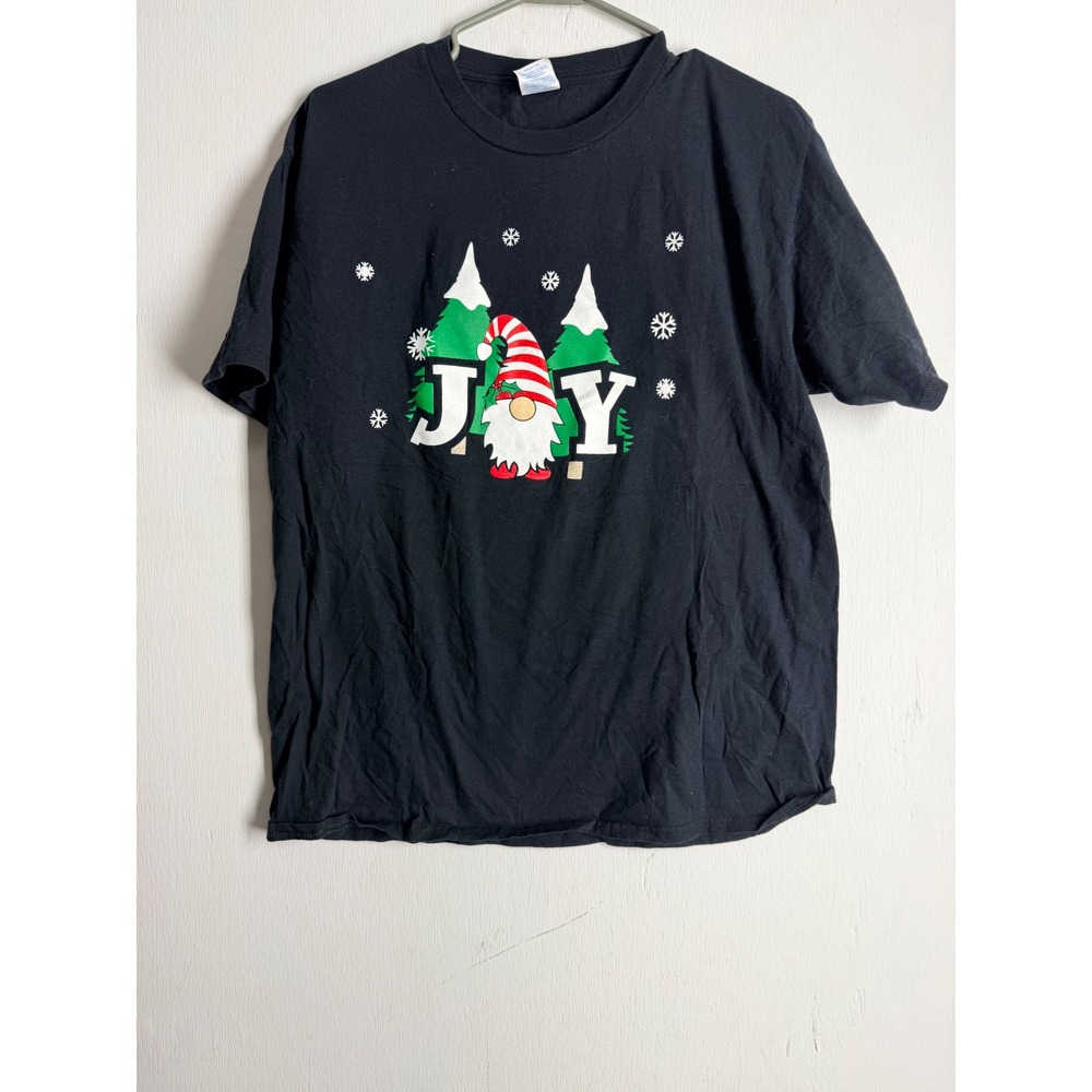 Port & Company Christmas Gnome Joy T-Shirt Mens Large Black Holiday Graphic Tee